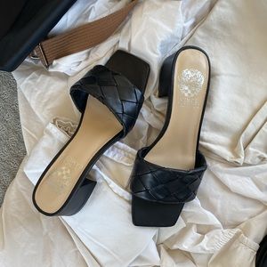 Leather Woven Block Heels